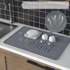 Silicone Electric Stove Top Covers - Glass Stovetop Protector Mat & Heat Resistant Countertop Liner, Extra Large Raised Ridge Dish Drying Mat for Glass Top Cooktop, Flexible Rollable Grey Cover