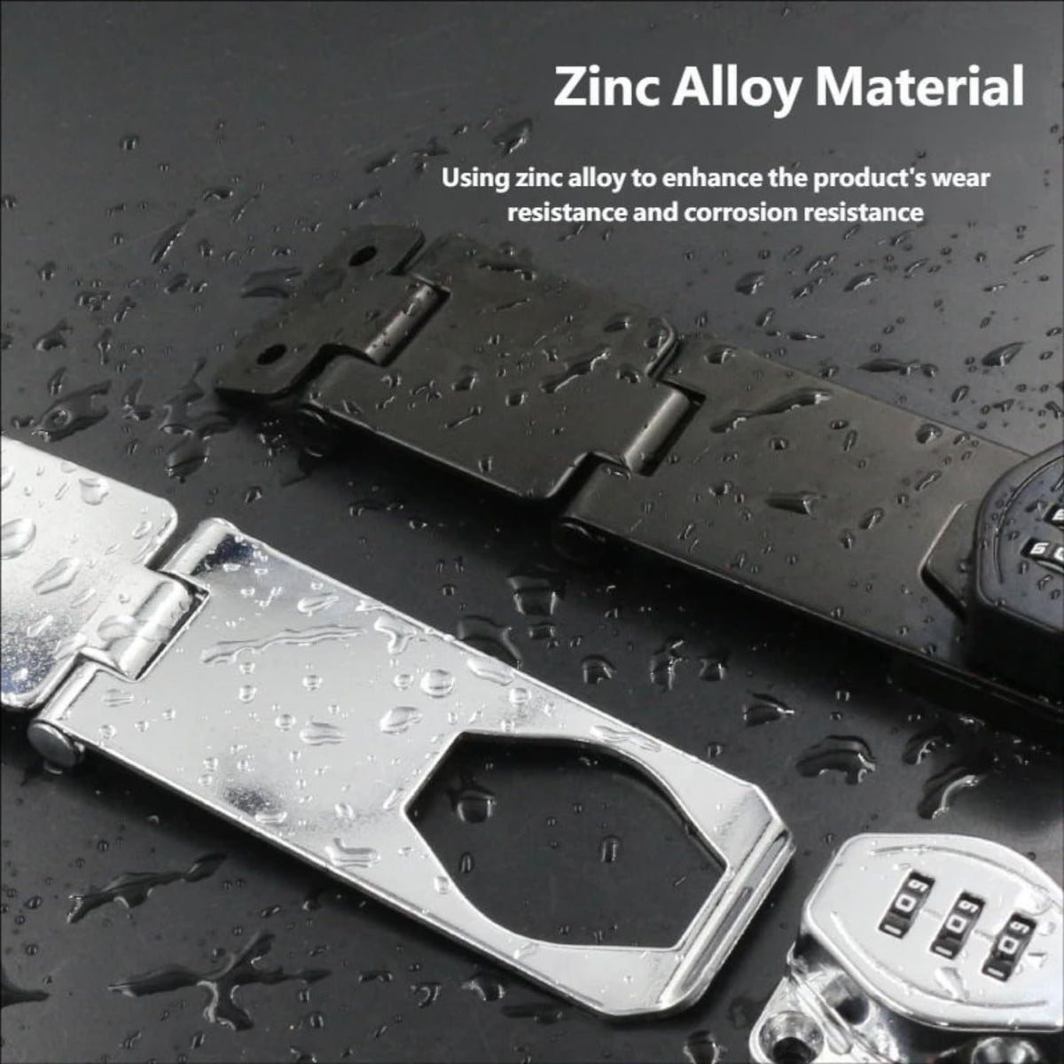 Mechanical Combination Cabinet Lock - 90 Degree and 180 Degree Collapsible Zinc Alloy Hasp Latch Lock, Keyless 3-Digit Code Security Lock for Cupboards, Cabinets, Drawers, Sheds & Doors