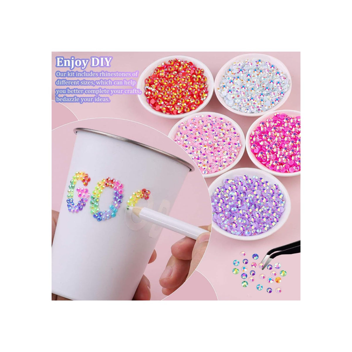 40,000 Pcs Resin Jelly AB Rhinestones Kit, 30 Colors 3mm (SS12) Flatback Rhinestone Set with B7000 Glue & Tools – 14-Facet Loose Gems for DIY Crafts, Nail Art, Tumblers, Shoes & Clothes