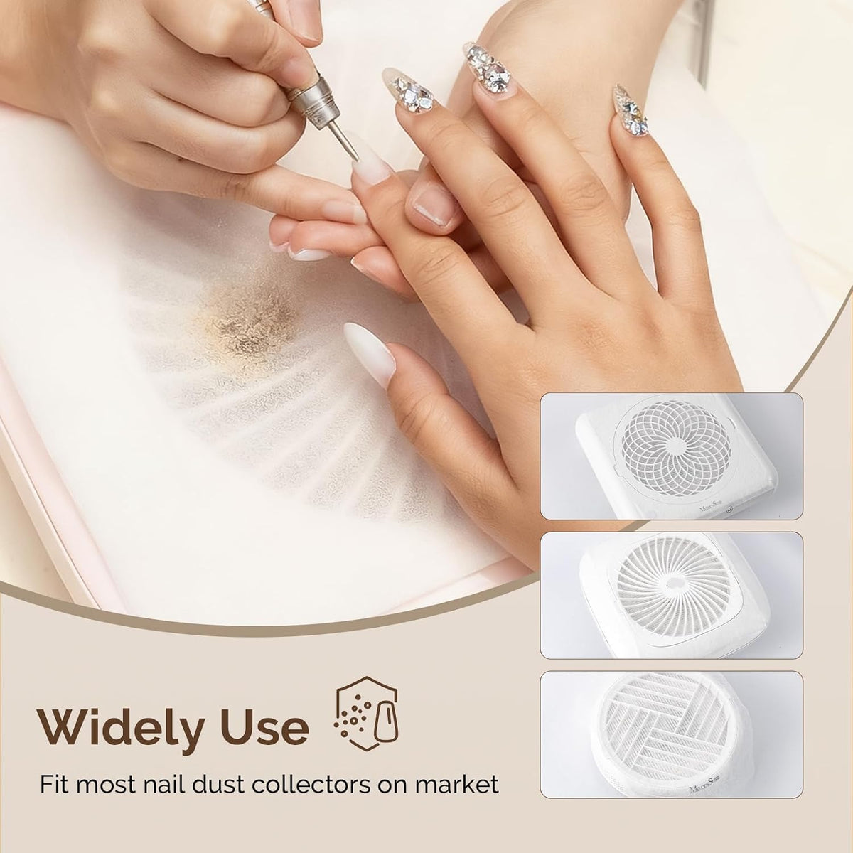 Compact Nail Dust Collector Set with 3Pcs Stainless Steel Cuticle Trimmer Kit – Powerful 3-Speed Electric Vacuum Fan with Reusable High-Density Filter, Professional Cuticle Nipper