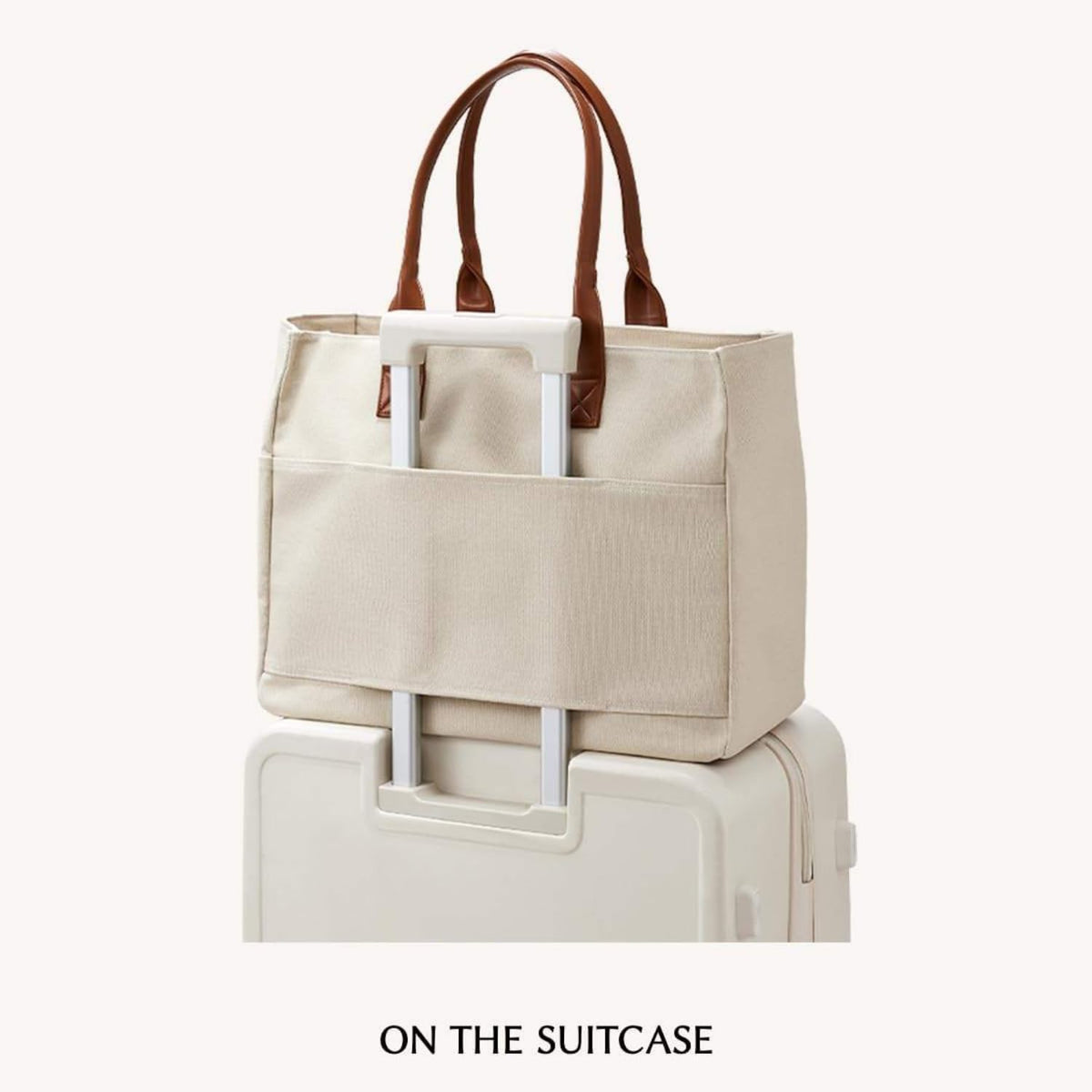 Personalized Initial Canvas Tote Bag Set with Matching Makeup Bags - Large Work Tote Bag with 15" Laptop Compartment