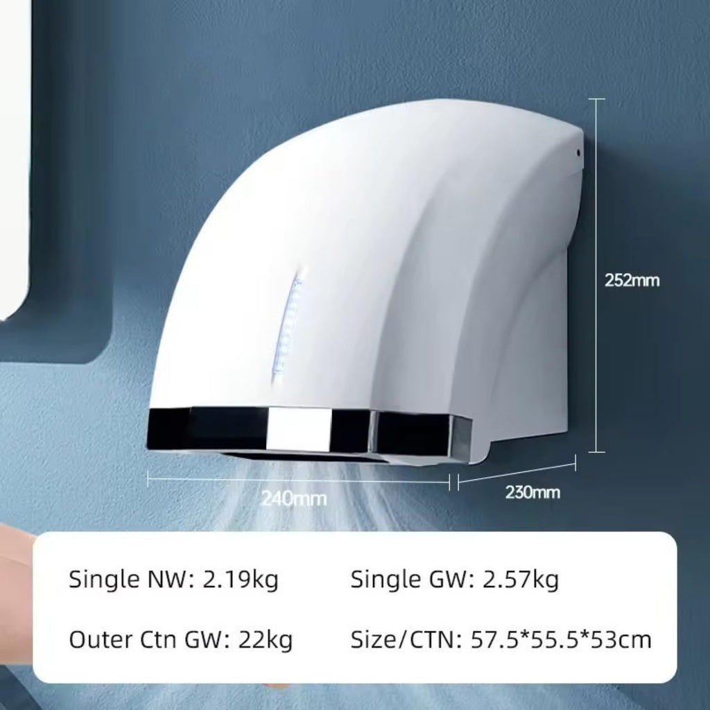 Commercial Electric Automatic Hand Dryer High Speed Wall Mounted Hot & Cold Air Sensor Hand Dryer, Fast Drying Infrared Motion Sensor Blower for Bathroom, Hotel, Office & Home Use (White & Chrome)