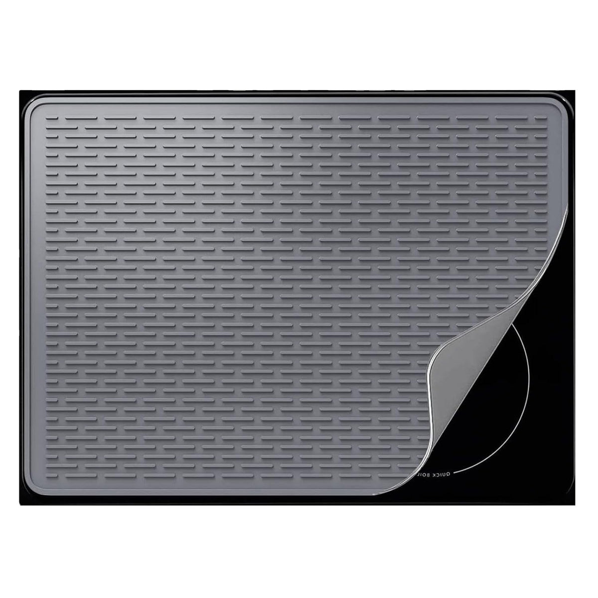 Silicone Electric Stove Top Covers - Glass Stovetop Protector Mat & Heat Resistant Countertop Liner, Extra Large Raised Ridge Dish Drying Mat for Glass Top Cooktop, Flexible Rollable Grey Cover