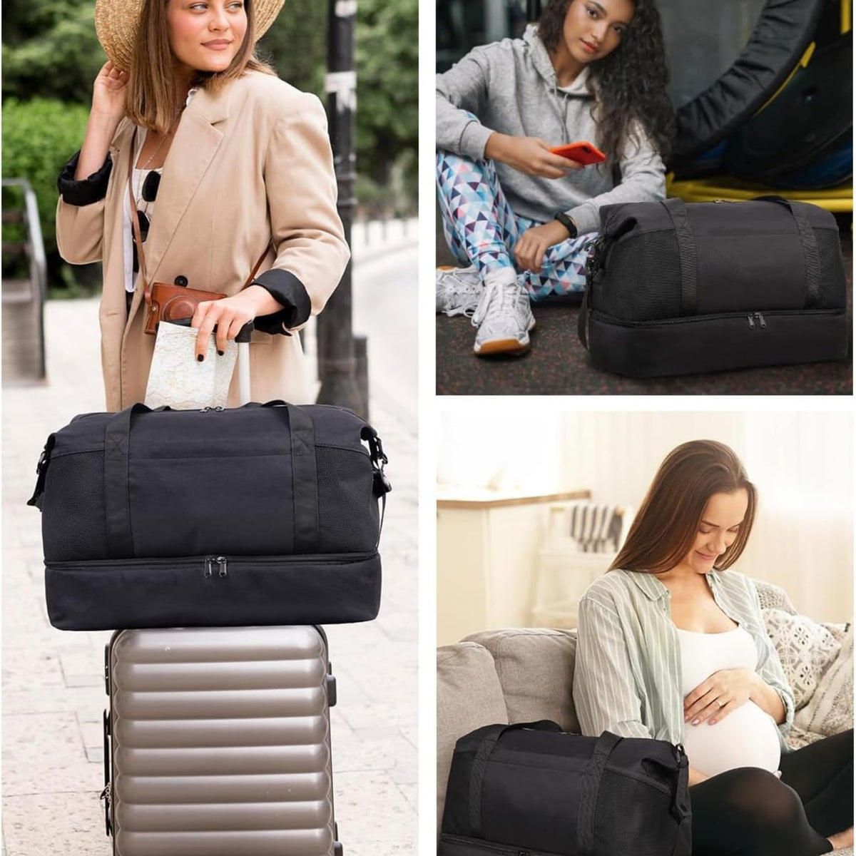 Personal Item Bag 18x14x8 Travel Duffel Bag, Underseat Carry On Luggage with Shoe Compartment