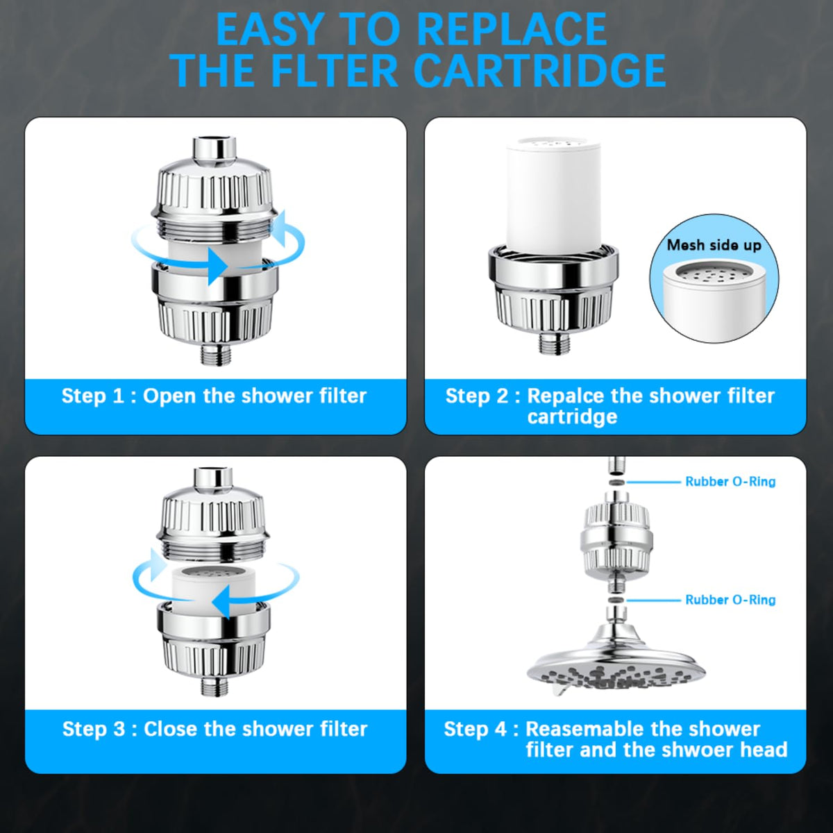 15-Stage High Output Shower Filter for Hard Water - Universal Chrome Water Softener Filter