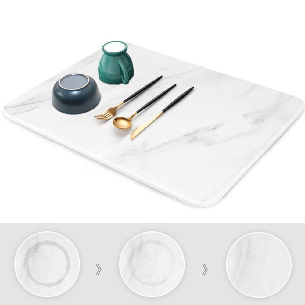2 Pack Stone Dish Drying Mats for Kitchen Counter, (16x12 inch)