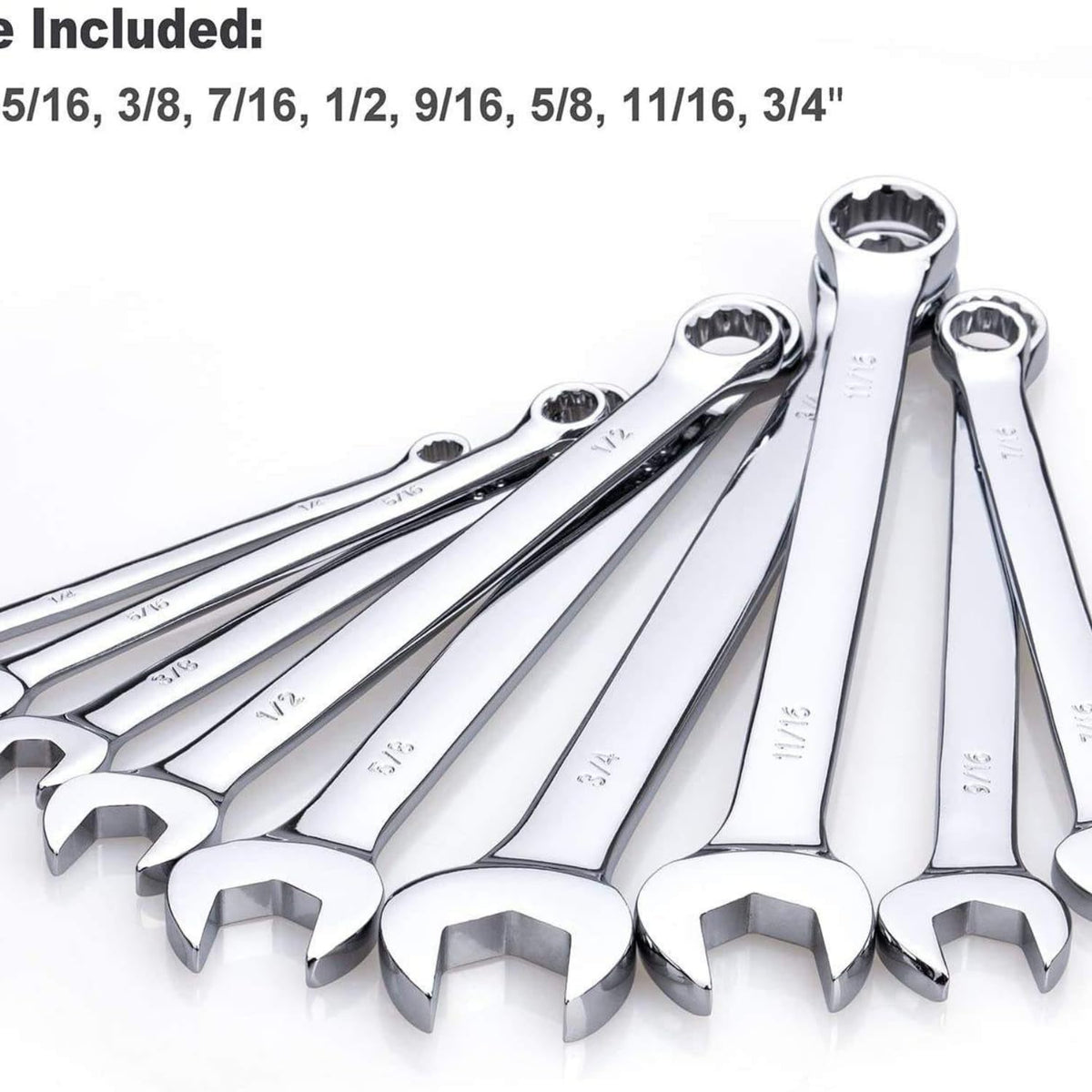 24-Piece Combination Ratchet Wrench Set SAE Standard Inch Sizes 1/4" to 3/4" - Premium Chrome Vanadium Steel Ratcheting Spanner Set with 15° Offset & Blue Portable Rack Organizer