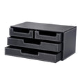 4-Drawer Leather Desktop Organizer Box, PU Leather Mini Storage Drawer Case, Office Desk Countertop Organizer Caddy for Stationery, Bills, Jewelry, Crafts, Accessories