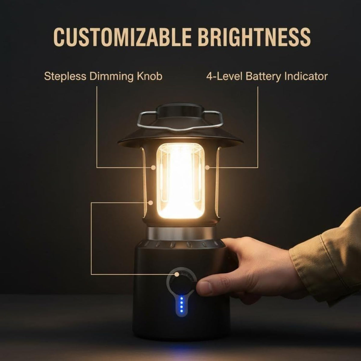 Rechargeable LED Camping Lantern – Portable Telescopic Vintage Camping Light with 8000mAh Battery