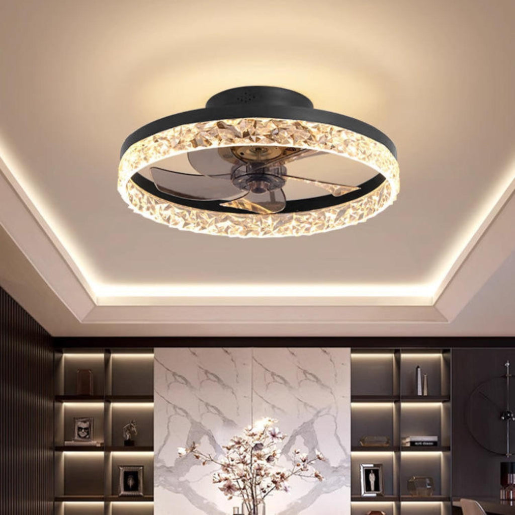 High Power Invisible Ceiling Fan Light Remote App Control Retractable Blade LED Ceiling Fan Dimmable Modern Flush Mount Chandelier Fan Light for Living Room Bedroom Dining Room Restaurant Office