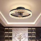 High Power Invisible Ceiling Fan Light Remote App Control Retractable Blade LED Ceiling Fan Dimmable Modern Flush Mount Chandelier Fan Light for Living Room Bedroom Dining Room Restaurant Office