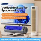 Portable Bladeless Mini Tower Fan, 2000mAh Rechargeable Air Circulator with 3 Speeds, Ultra-Quiet Operation, Wall Mount or Desktop Design for Bedroom, Kitchen & Office