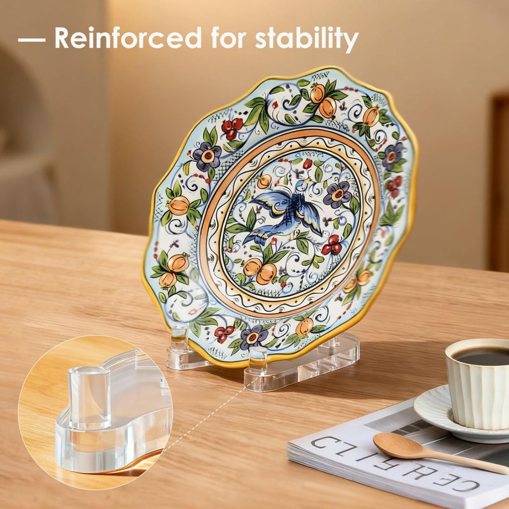 Clear Acrylic Plate Display Stand Holder - Adjustable Heavy Duty Easel Riser for Decorative Dishes Picture Frames Art Canvas Plaques Tabletop Picture Frame Holder Racks for Indoor Home Decor
