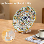 Clear Acrylic Plate Display Stand Holder - Adjustable Heavy Duty Easel Riser for Decorative Dishes Picture Frames Art Canvas Plaques Tabletop Picture Frame Holder Racks for Indoor Home Decor