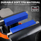 Heavy Duty 4.5 Inch Bench Vise with 2 Pairs Non-Marring Magnetic Jaw Pads – Swivel Base Tabletop Vise with Soft TPU Waffle Surface Protectors for Drill Press, Metalworking, Woodworking, Pipe Clamping