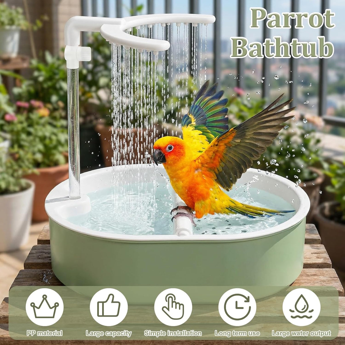 Electric Parakeet Bird Bath Fountain with Shower, USB Automatic Circulating Water