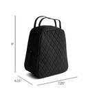 Women's Premium Quilted Cotton Lunch Bag, Peacoat Navy - Insulated Lunch Tote with Food-Safe Wipeable Lining, Dual Handles & Zip Closure