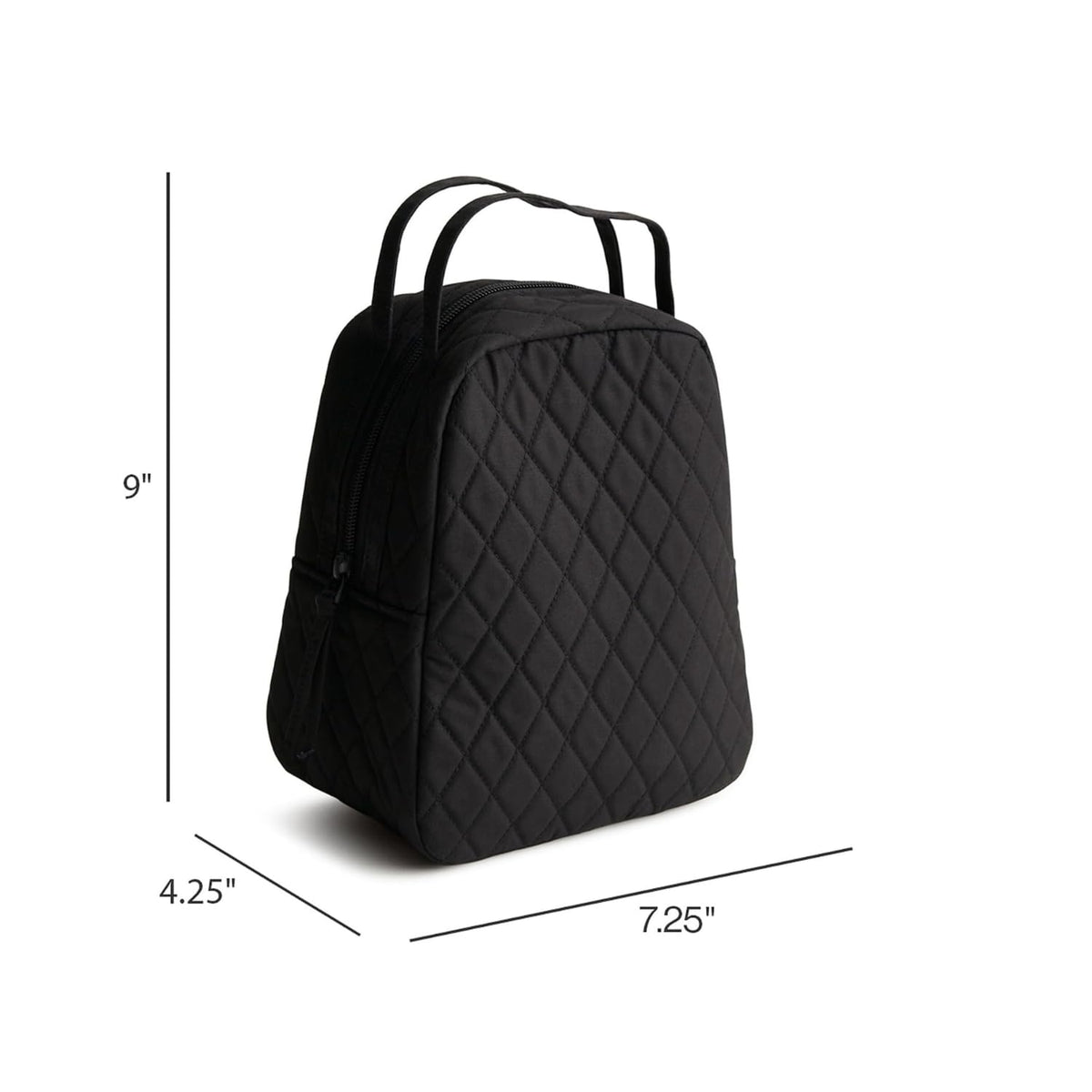 Women's Premium Quilted Cotton Lunch Bag, Peacoat Navy - Insulated Lunch Tote with Food-Safe Wipeable Lining, Dual Handles & Zip Closure