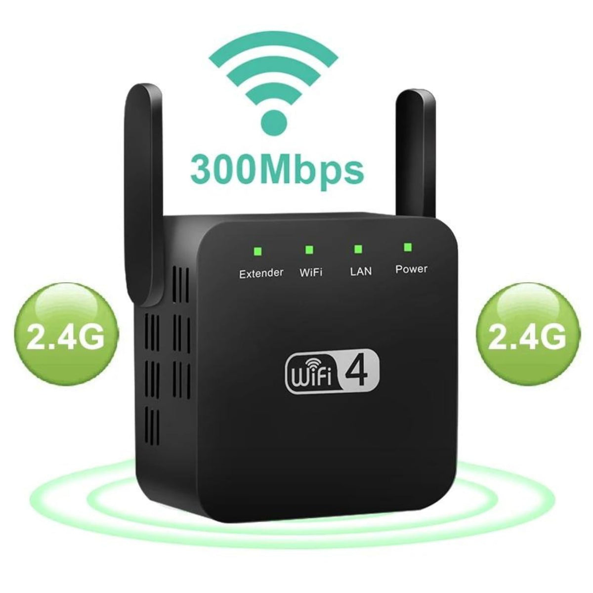 300Mbps Wi-Fi Range Extender – 2.4GHz Wireless Signal Booster & Repeater with Dual External Antennas