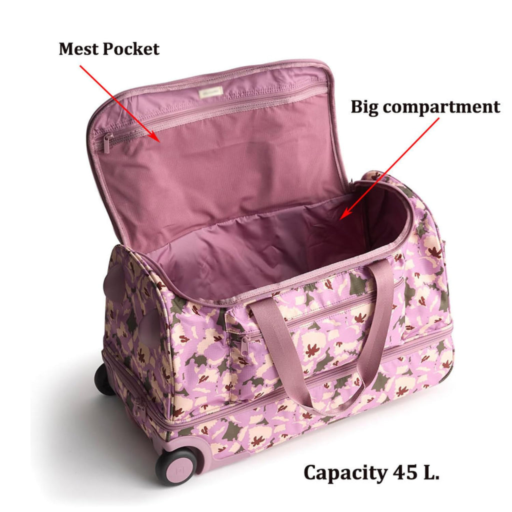 Foldable Rolling Duffel Bag with Wheels - 45L Lightweight Ripstop Travel Trolley Luggage