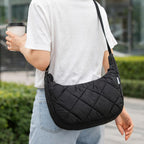 Quilted Puffer Crossbody Bag for Unisex- Lightweight Nylon Shoulder Bag, Waterproof Casual