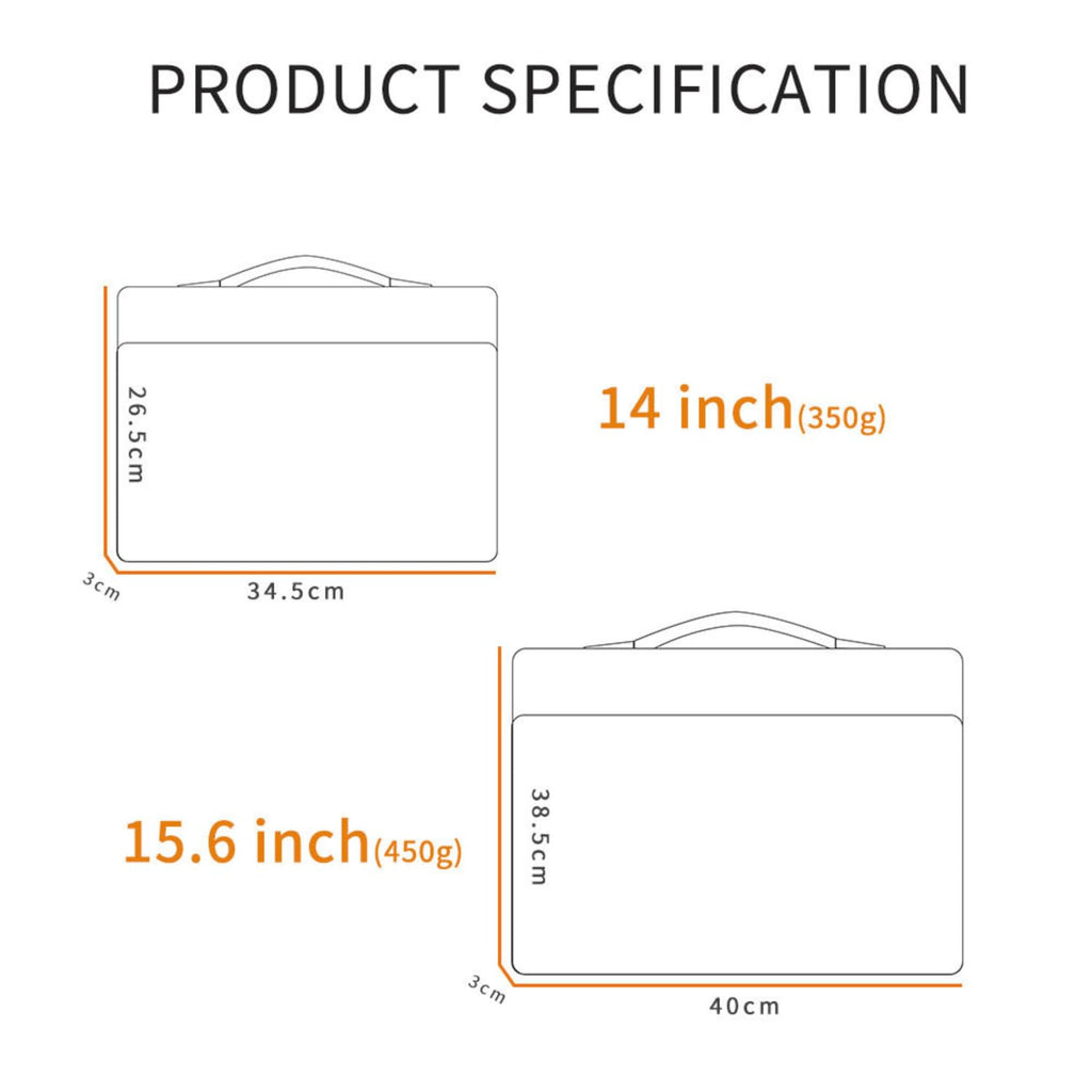 Laptop Sleeve Case Protective Carrying Bag Water Resistant Computer Cover PU Handle Black