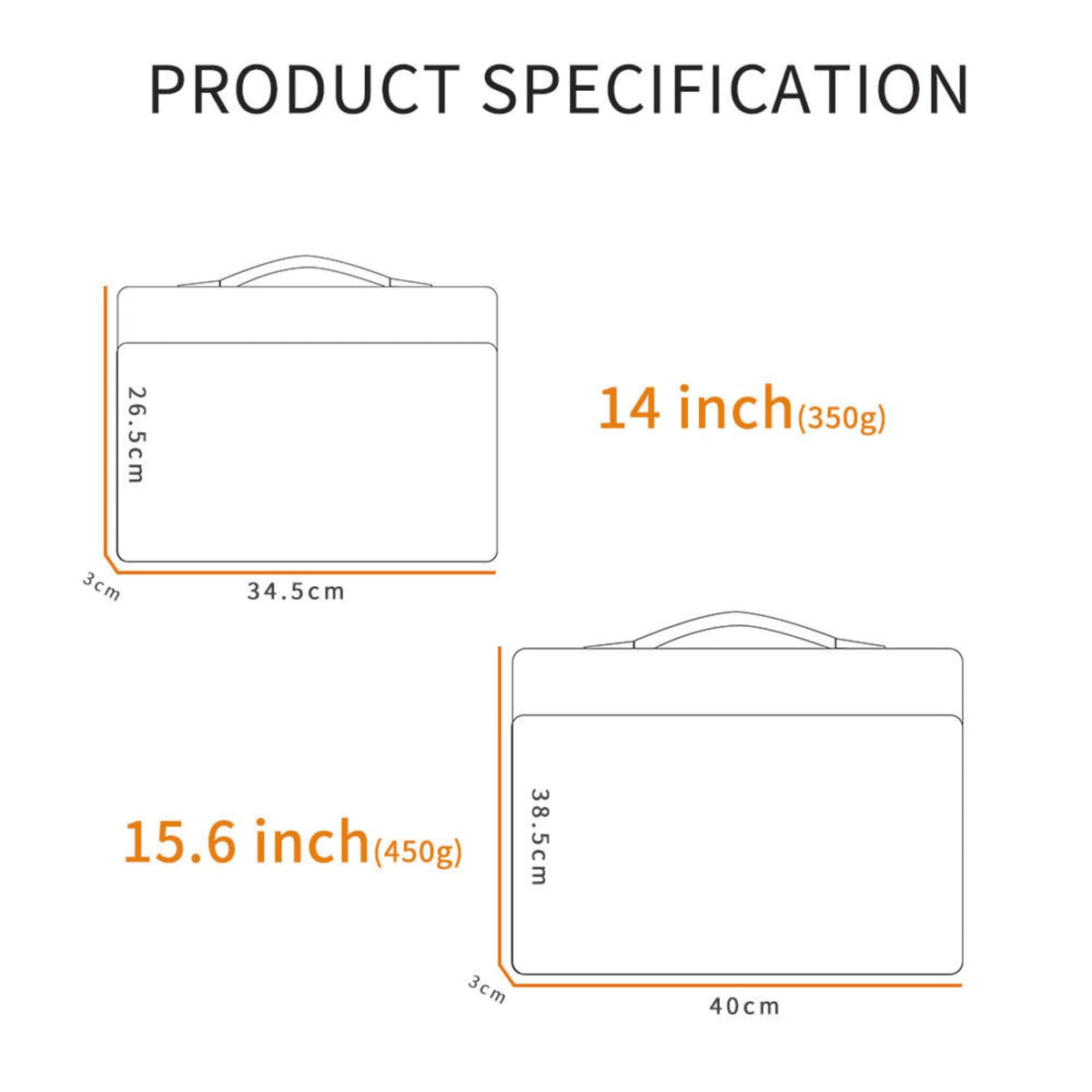 Laptop Sleeve Case Protective Carrying Bag Water Resistant Computer Cover PU Handle Black