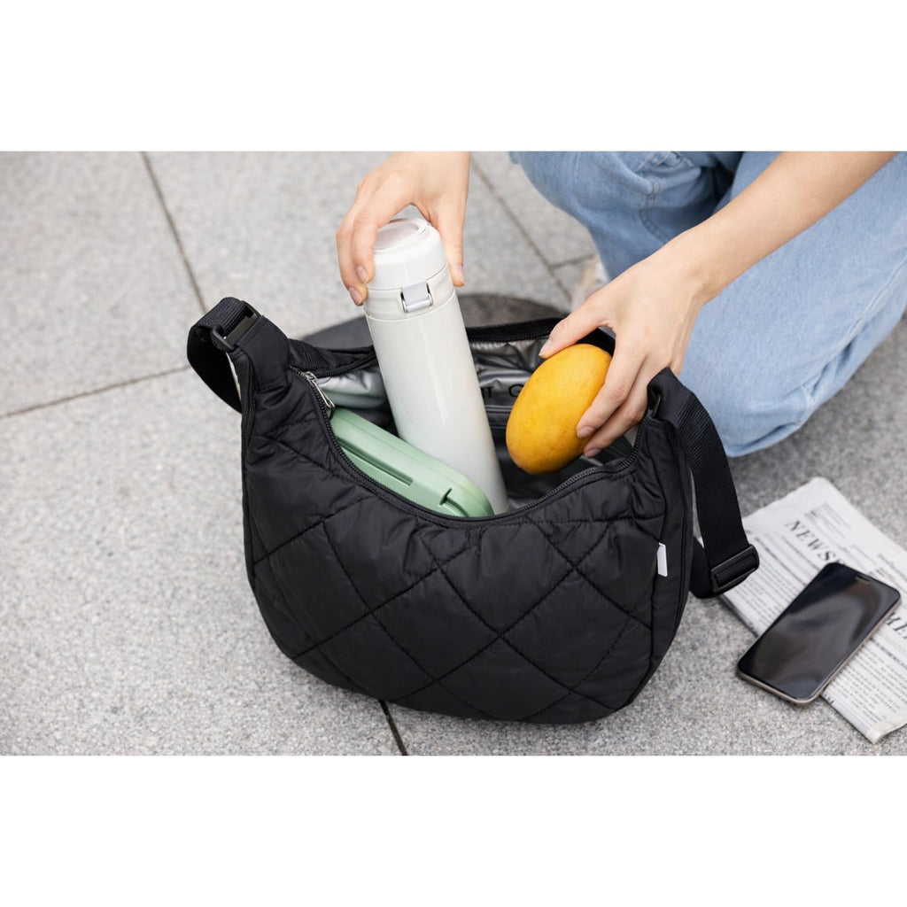 Quilted Puffer Crossbody Bag for Unisex- Lightweight Nylon Shoulder Bag, Waterproof Casual