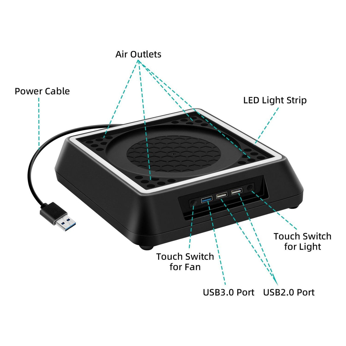 Multifunctional Cooling Dock Vertical Charger Station Fast Dual Controller Charging Stand High Speed Heat Dissipation Fan USB Hub