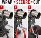 Exhaust Pipe Cutter, Chain Pipe Cutter Tool, Exhaust Cutter for Car Repair Car exhaust pipe cutting pliers with red handles and chain-style section; measures 22.8 x 5.9 x 2 cm and weighs 510 g.