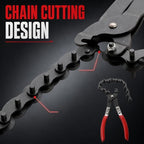 Exhaust Pipe Cutter, Chain Pipe Cutter Tool, Exhaust Cutter for Car Repair Car exhaust pipe cutting pliers with red handles and chain-style section; measures 22.8 x 5.9 x 2 cm and weighs 510 g.