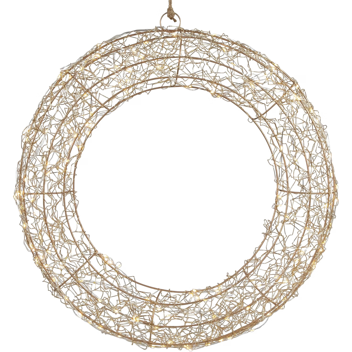 18" LED Lighted Gold Wire Wreath Outdoor Christmas Decoration