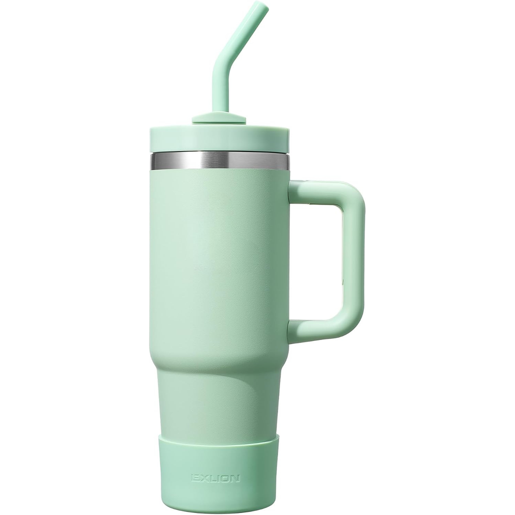 FlowOne Tumbler with Handle and Straw Lid 30 Oz– Insulated Stainless Steel Travel Mug – BPA-Free, Leakproof, Dishwasher Safe – Hot and Cold Drinkware – Car Cup Holder Fit