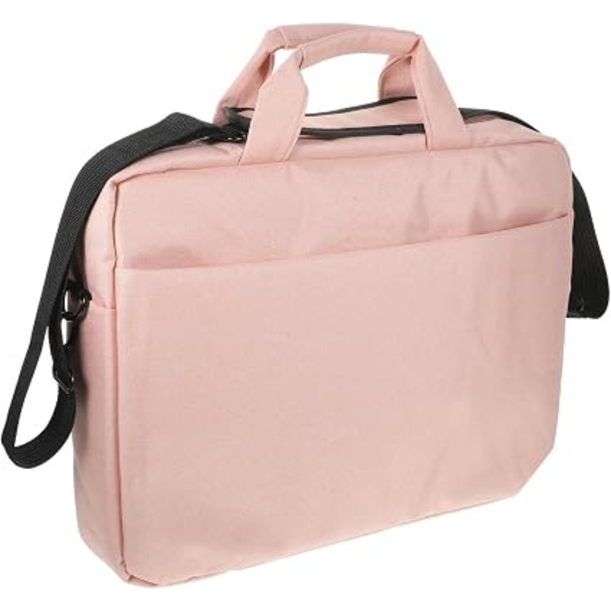 Notebook Shoulder Bag for Tablet, Pink Oxford Carry Bag Detachable Strap, Double Zipper Closure, Shockproof Layer, Lightweight Daily Use, for School Campus