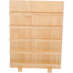 Five Layer Wooden Jewelry Display Stand with Base for Earrings Beige Wood Build, Tiered Layout for Retail and Exhibitions, Visibility, Space Saving Design