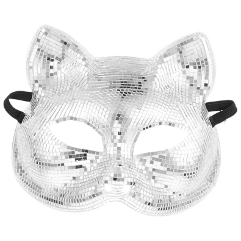 Disco Ball Cat Mask Glittering Novelty Animal Face Mask for Masquerade