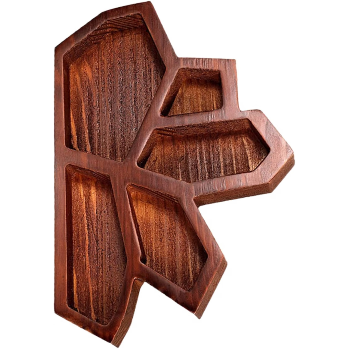 Wooden Crystal Display Plate for Jewelry and Essential Oils Natural Wood Texture, Unique Shape, Decorative Organizing Tray for Dresser or Store, Brown Finish