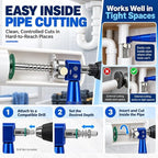 Precision PVC Internal Pipe Cutter with Diamond Cutting Disc (Red) S2 alloy tool steel adjustable depth internal pvc pipe cutter for drill use; standard, compact, and set variants available.