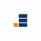 A minimalist logo or icon featuring three stacked dark navy blue horizontal bars and one separate orange square, centered on a plain white background.